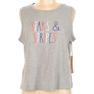 Rae Dunn Stars & Stripes Gray Muscle Tank NEW SIZE MEDIUM
